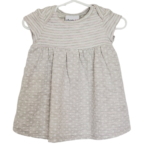 K1209 * Polkatots Girls Striped/Polka Dot Dress Gray White Size 3-6M - Picture 1 of 6